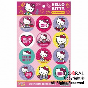 HELLO KITTY STICKERS AUTOADHESIVOS X 24 UNIDADES